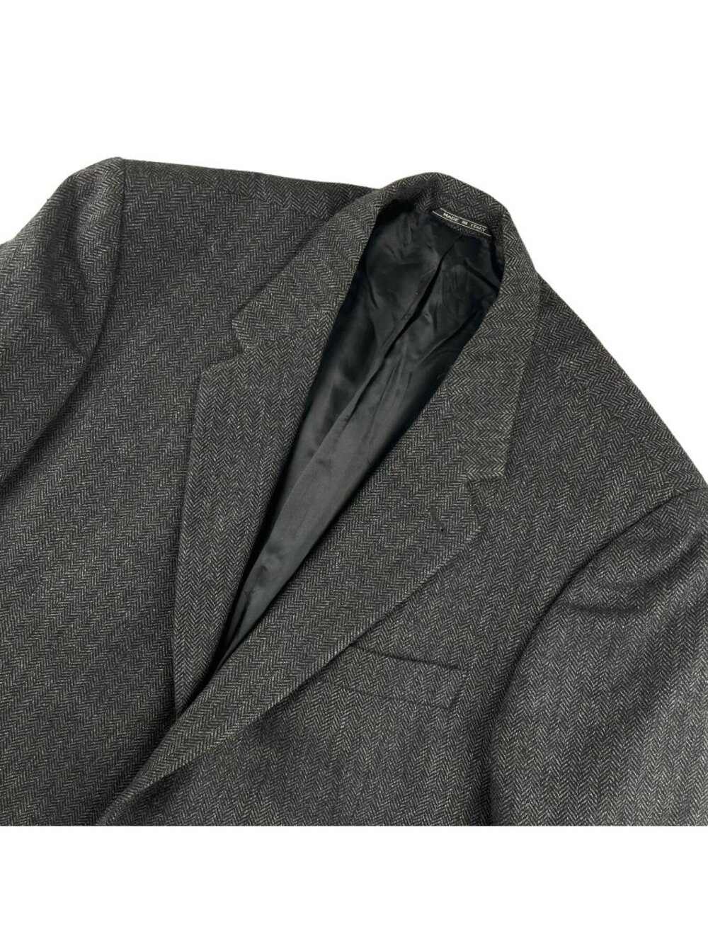 Today's Man Charcoal Cashmere/Wool Herringbone Tweed Blazer • Italy • 44 Long